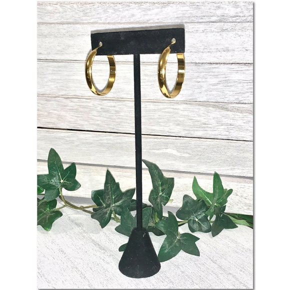 Gold Plated Snap Post Hoop Earrings EUC - Picture 1 of 5